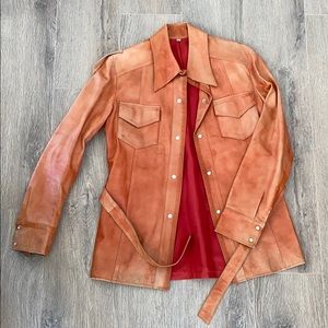 Vintage Belted Leather Jacket